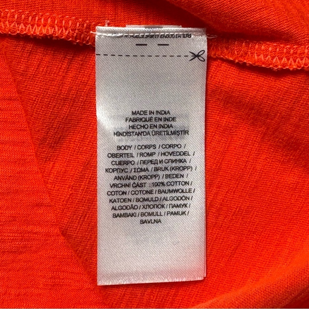 Lauren Ralph Lauren Black Label Slub Cotton Top Size M Puff Sleeves Orange - Picture 7 of 8